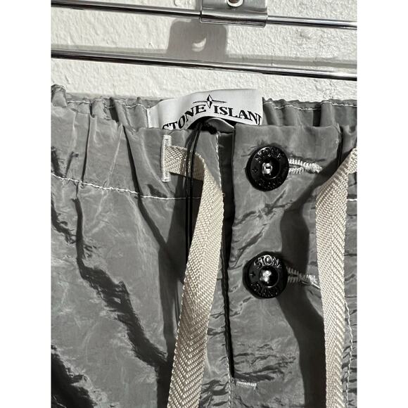 NWT Stone Island Shorts Mens Medium Gray Swim Trunks Logo Patch - Picture 6 of 13